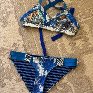 Maaji Blue Floral & Striped Bikini